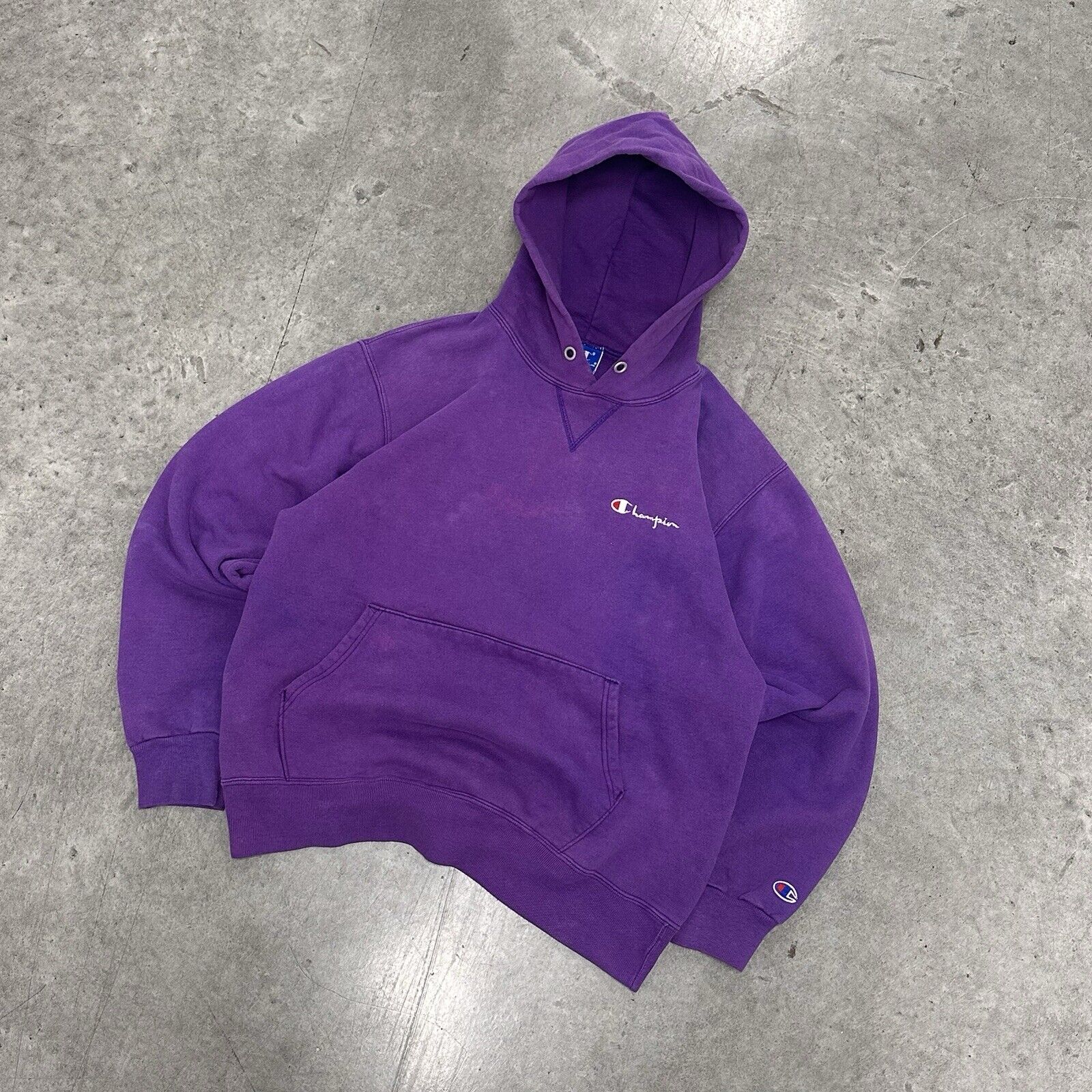 VTG 1980s Champion Faded Purple Hoodie Sweatshirt… - image 5