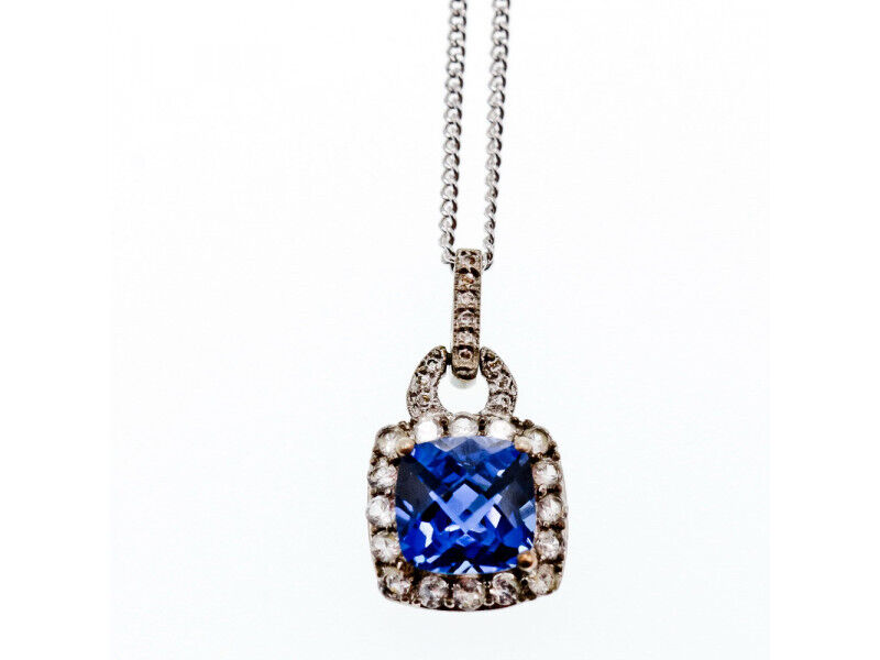 925 STERLING SILVER BLUE & WHITE SAPPHIRES CHAIN … - image 1