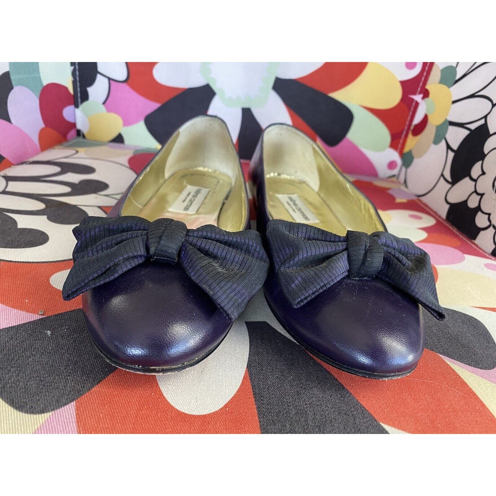 Andrea Carrano Black Classic Bow Leather Flats Sh… - image 6