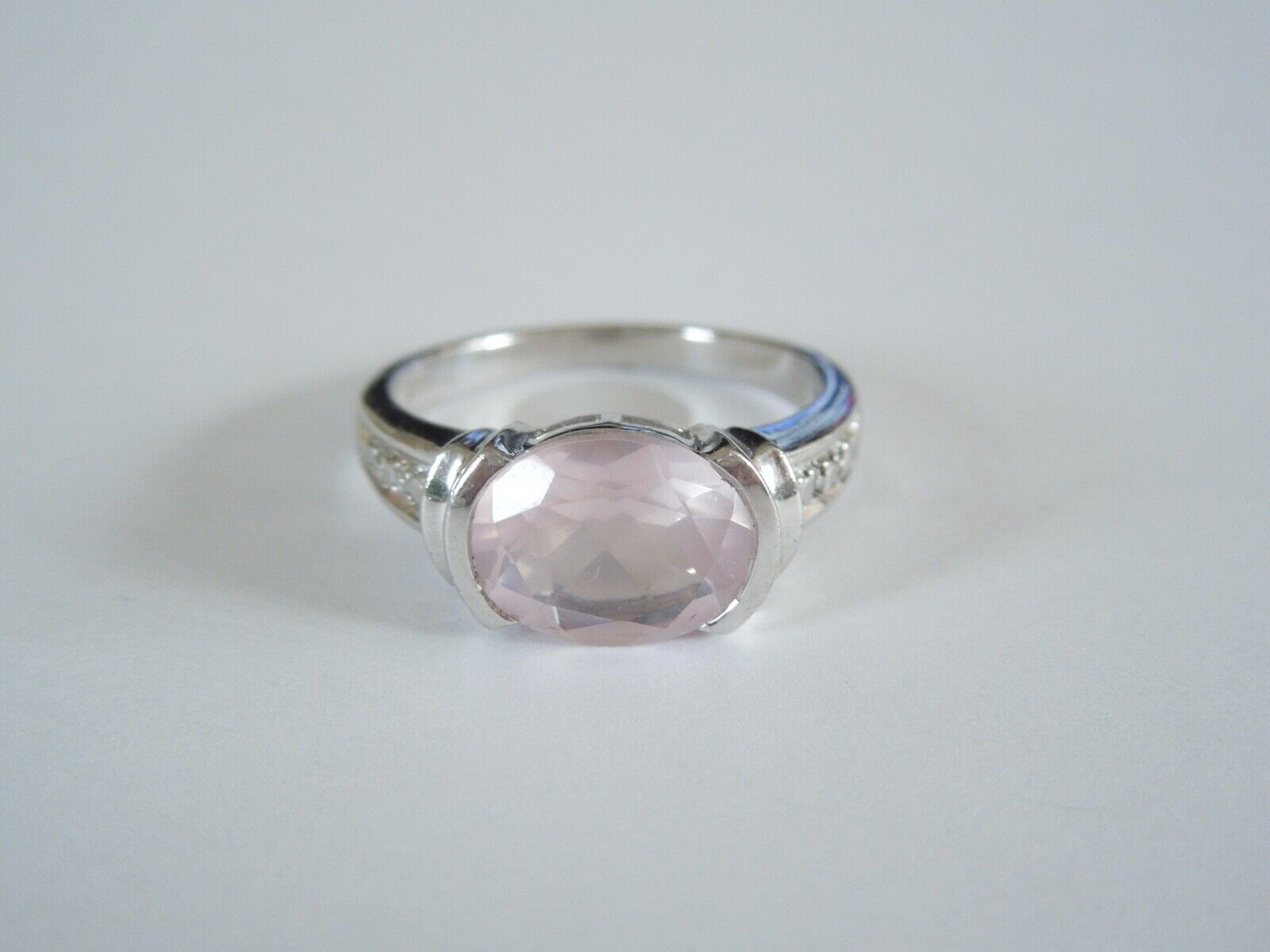 925 Sterling Silver Ring with Rose Quartz 3.6 g/S… - image 1