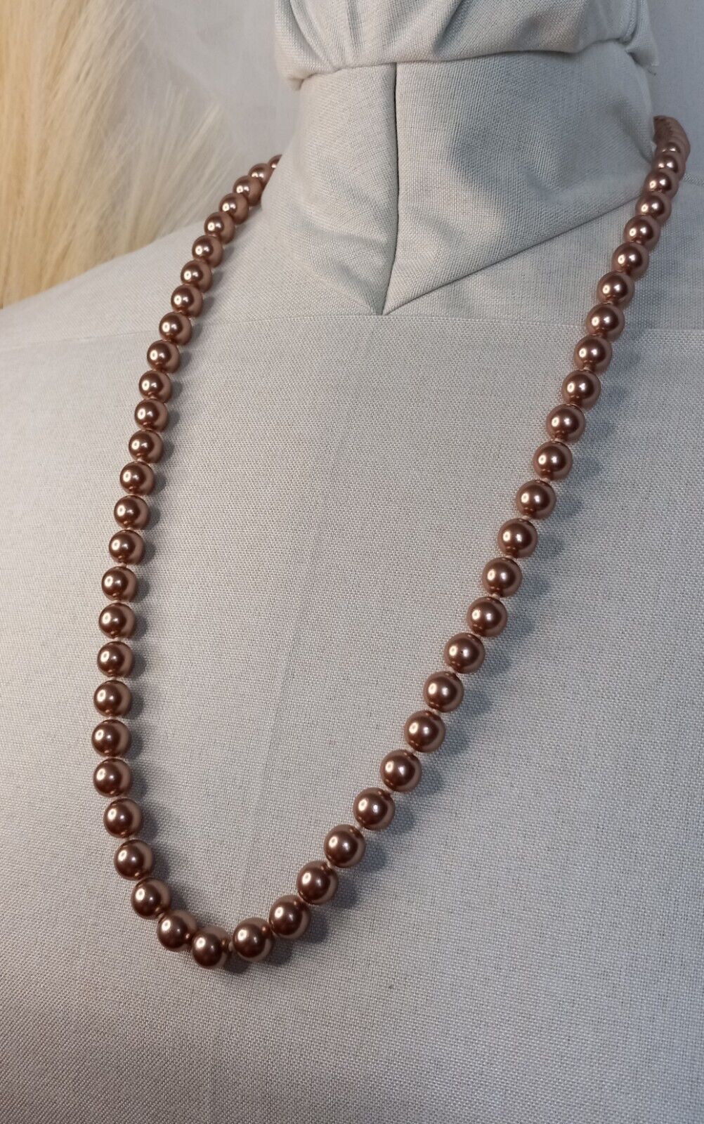 Vintage Joan Rivers Necklace Long Pearlescent Ros… - image 1