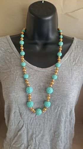 Vintage Signed Napier Faux-Turquoise Beaded Statem