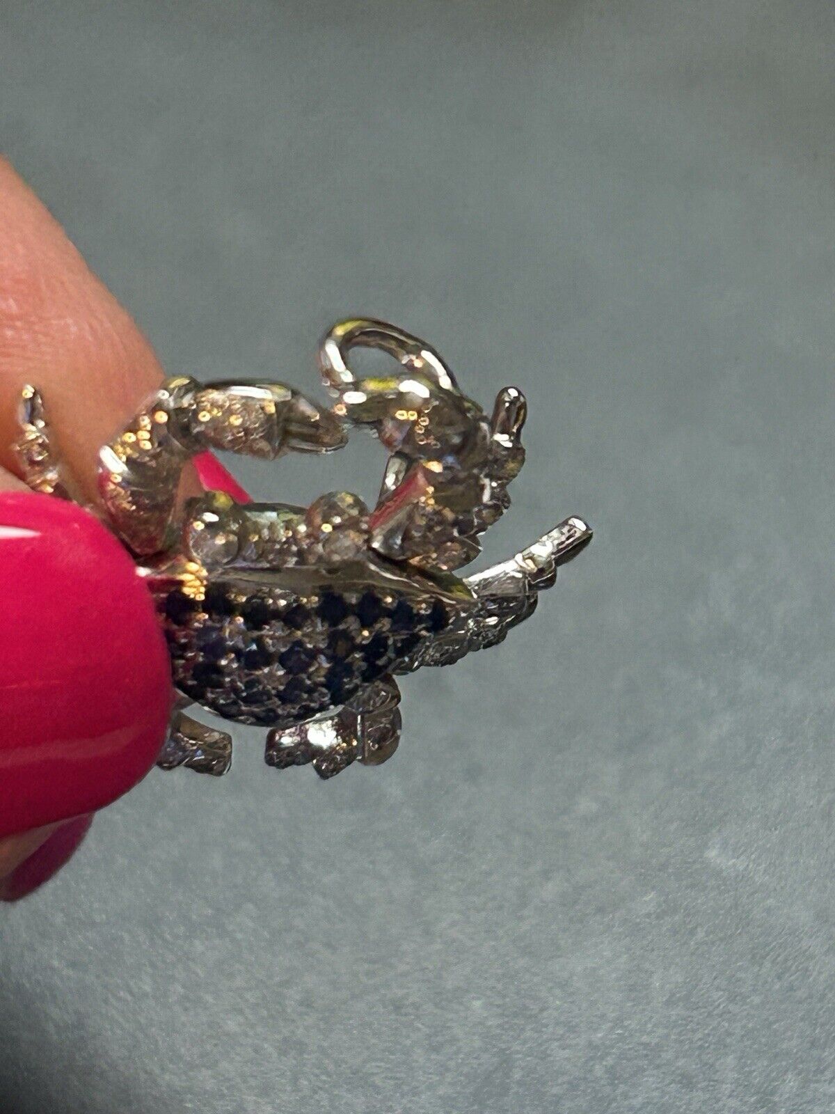 Diamond And Sapphire Crab Pendent - image 5