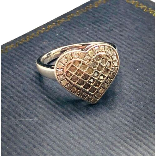 Diamond Heart Shaped Sterling Silver 925 Ring Siz… - image 1