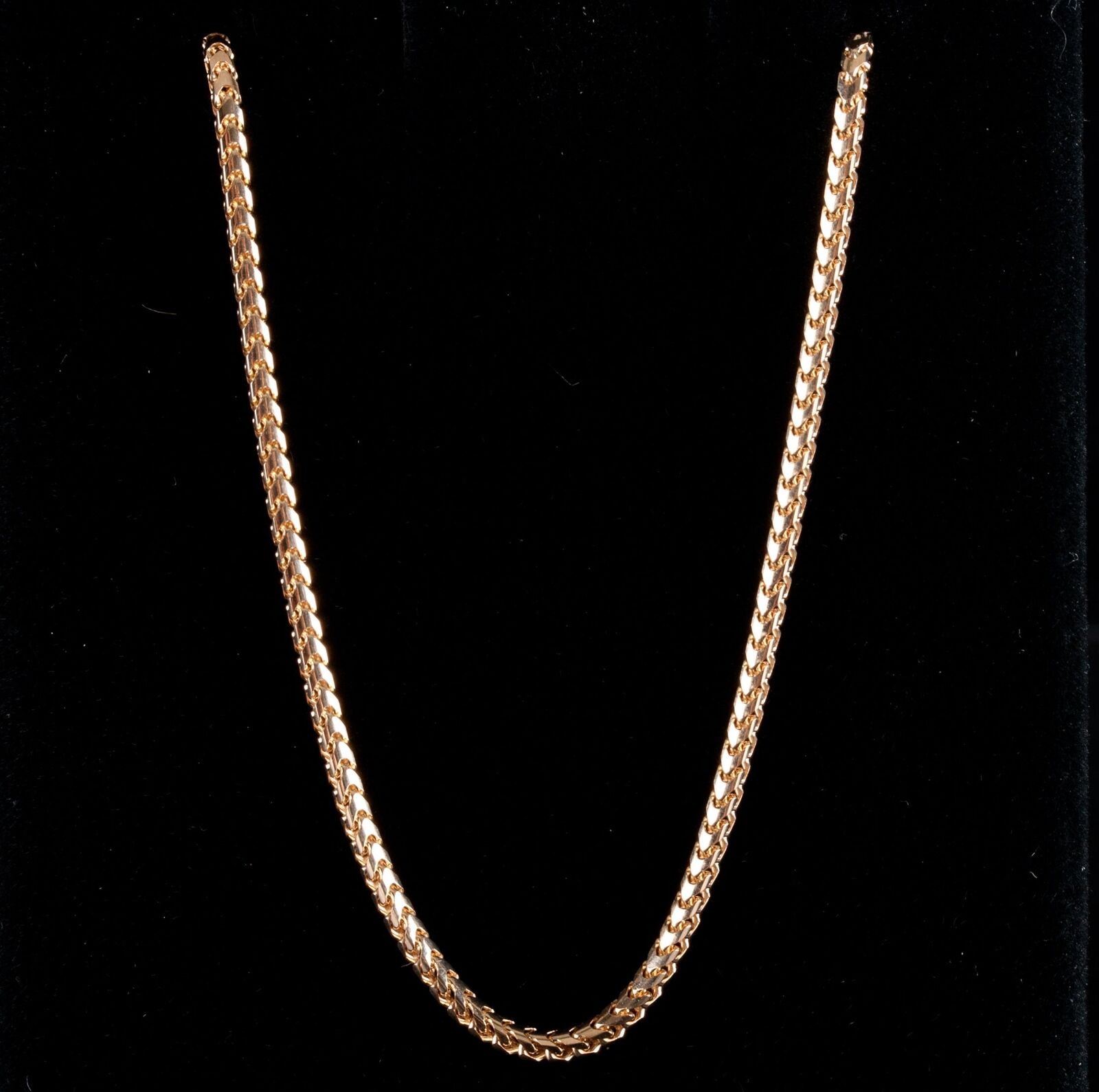 14k Yellow Gold Long Square Wheat Style Chain Nec… - image 2