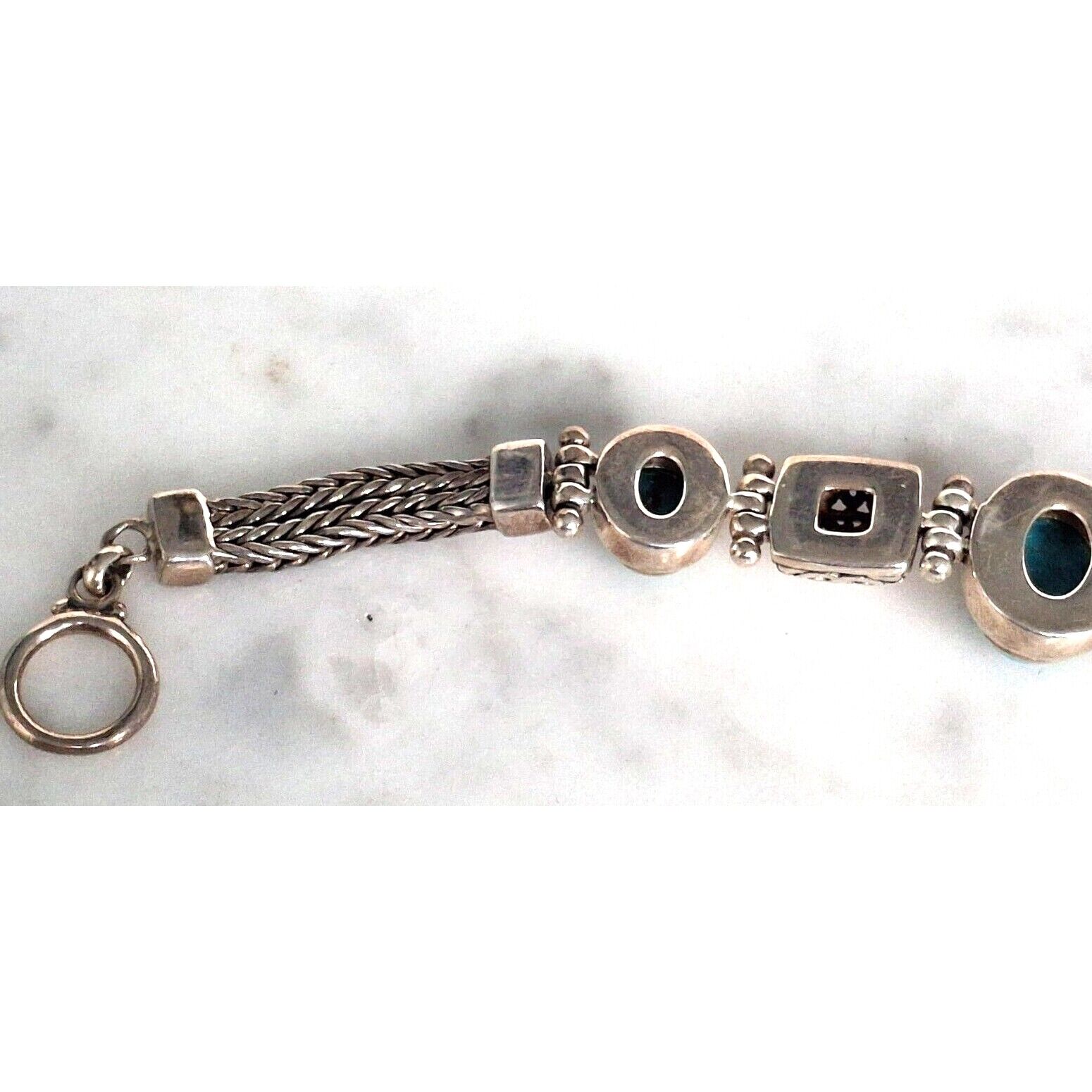 ORNATE 925 STERLING SILVER AND TURQUOISE  BRACELE… - image 7