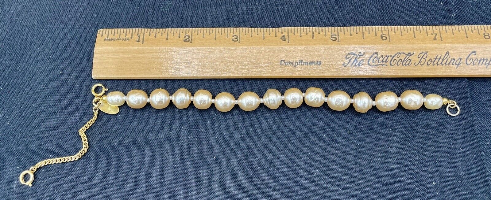 Vtg MIRIAM HASKELL Faux  Pearl Bracelet 6 1/2 " B… - image 6