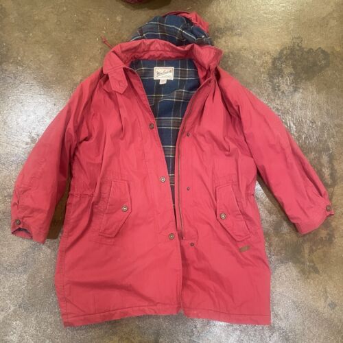 VINTAGE Woolrich Parka Jacket Womens Large Red Pl… - image 1