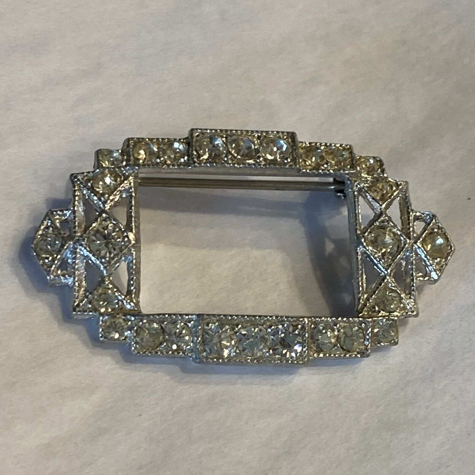 Vintage Rhinestone Art Deco Brooch Pin - image 1