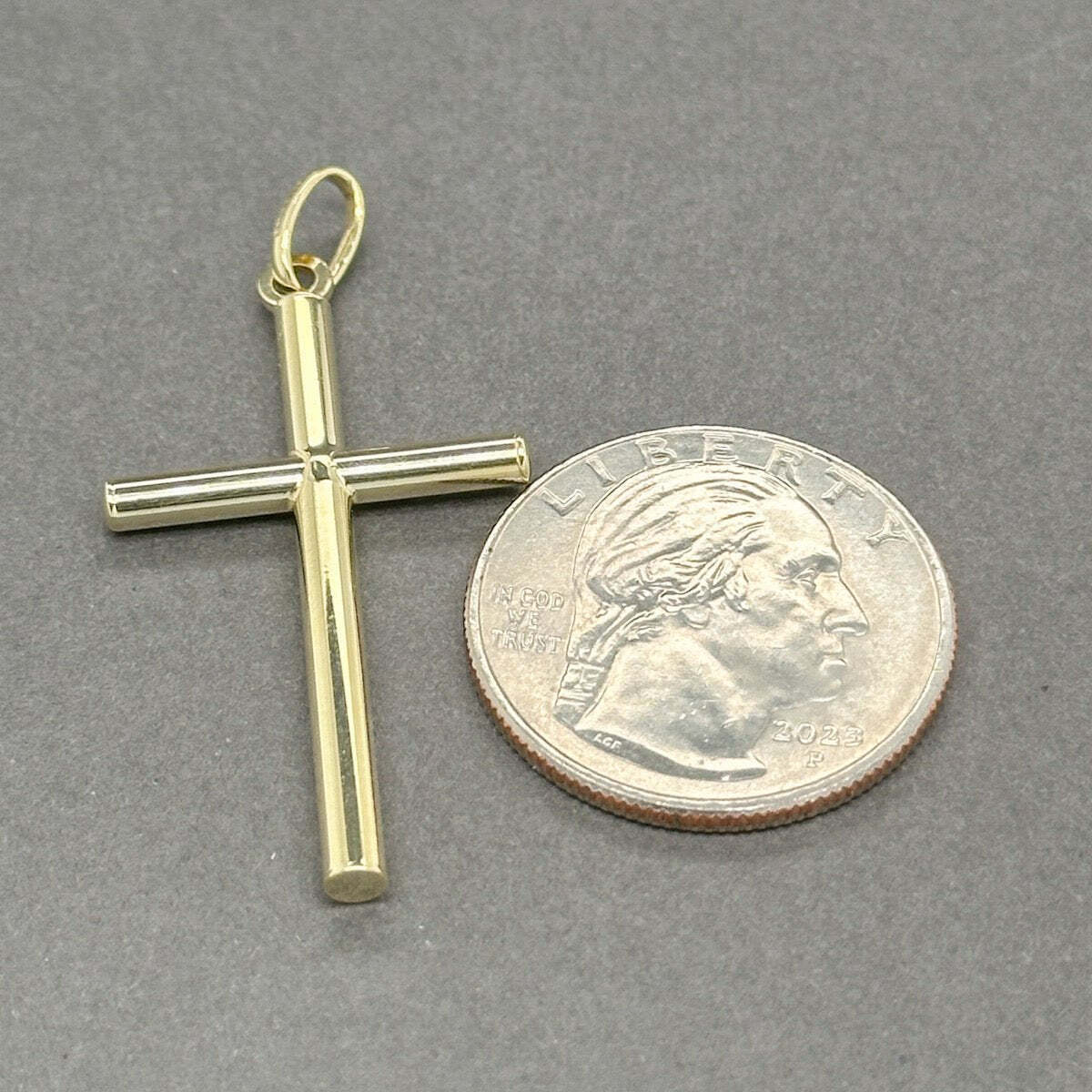 Estate 14K Yellow Gold 39.50mm Cross Pendant - image 4