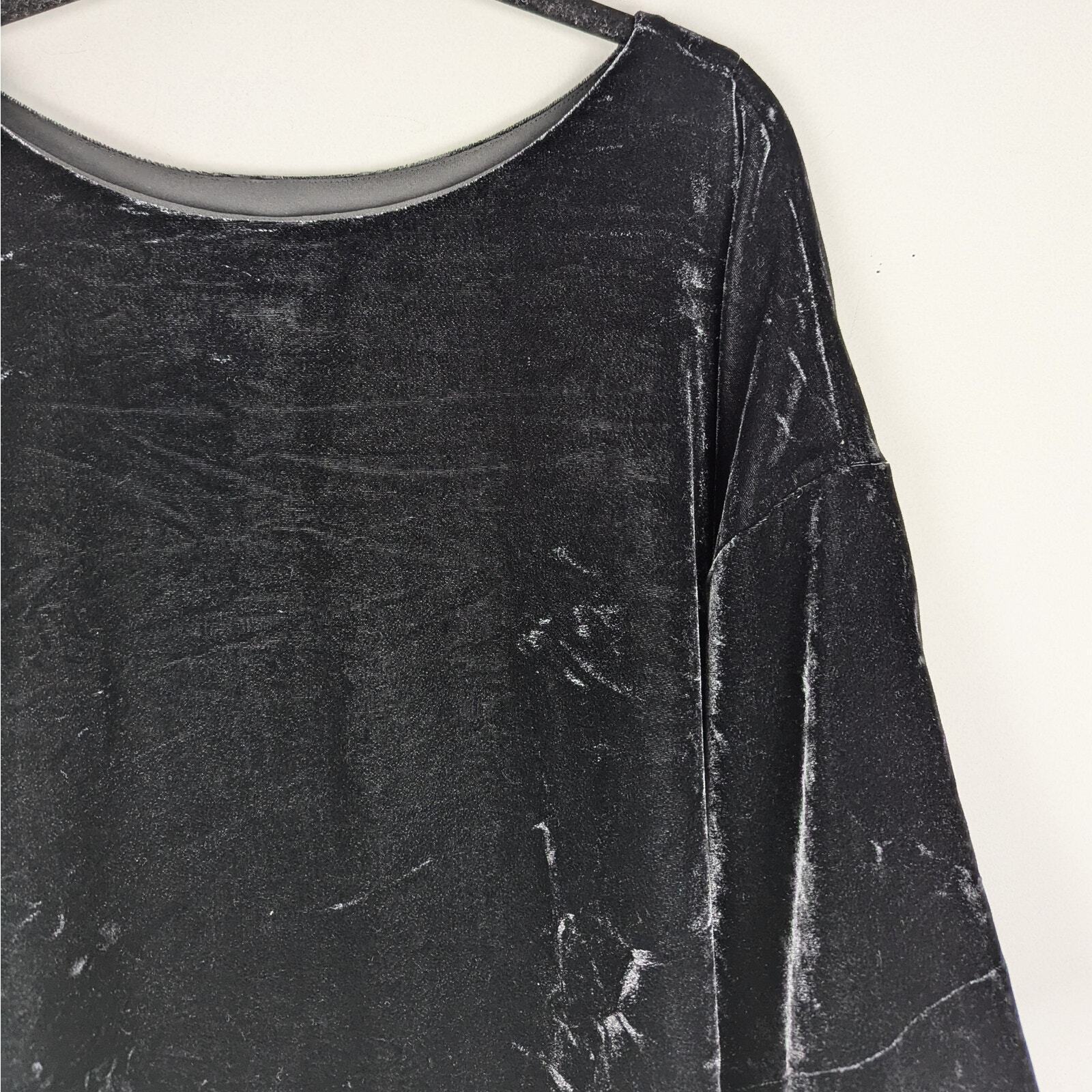 Soft Surroundings Black Crushed Velvet Wide Neck … - image 2