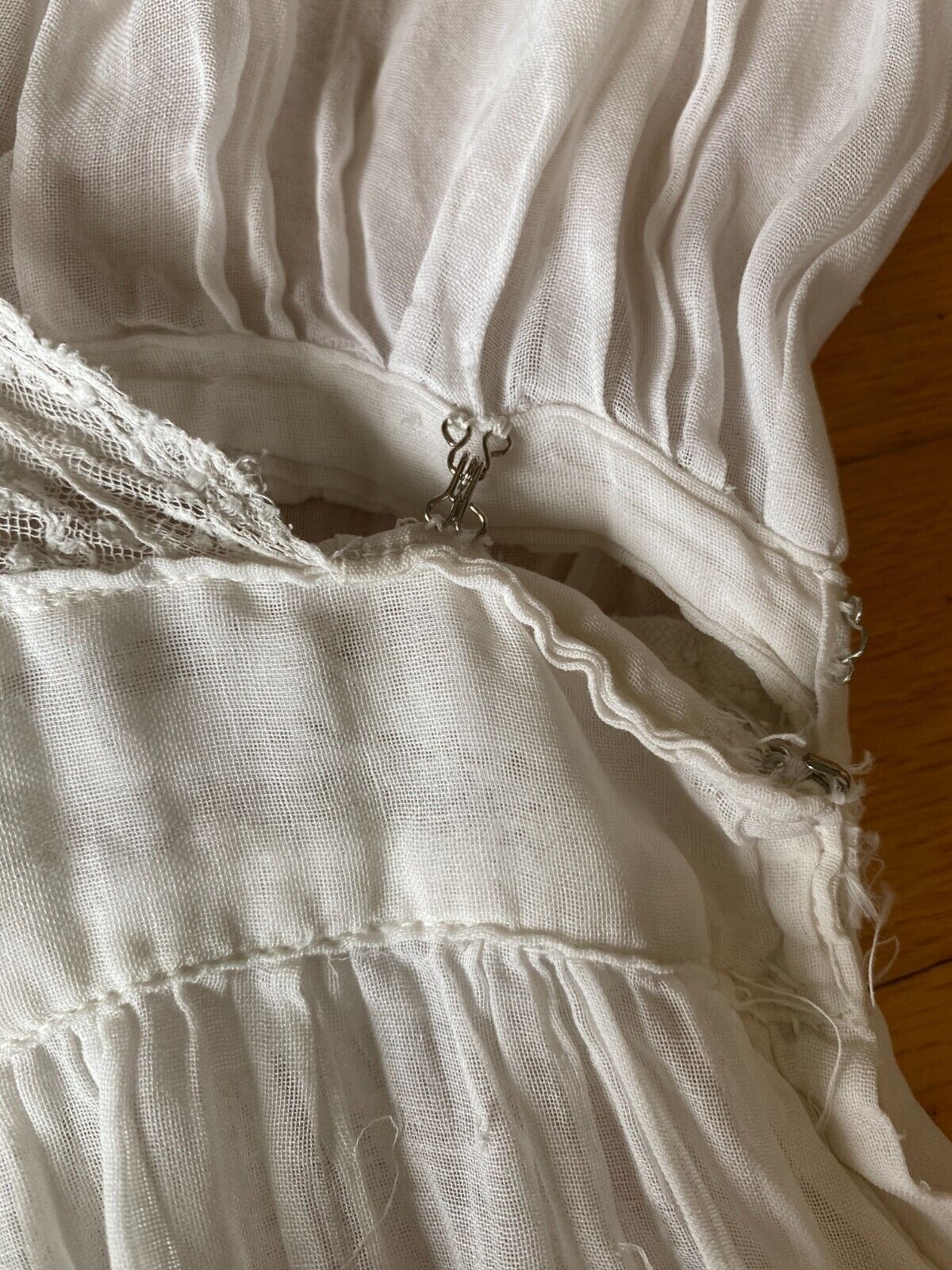 Antique Edwardian sheer white cotton voile dress - image 5