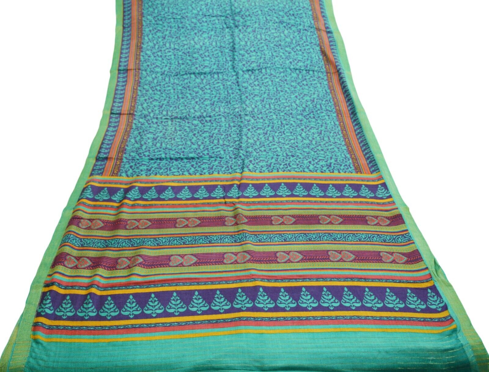 Vintage Blue & Green Heavy Saree Pure Woolen Wove… - image 3