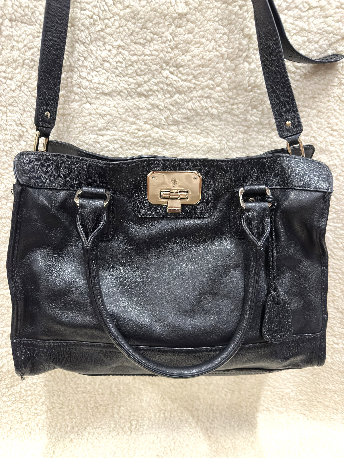 Vtg VALISE KENDRA E/W EAST WEST Cole Haan Black L… - image 2