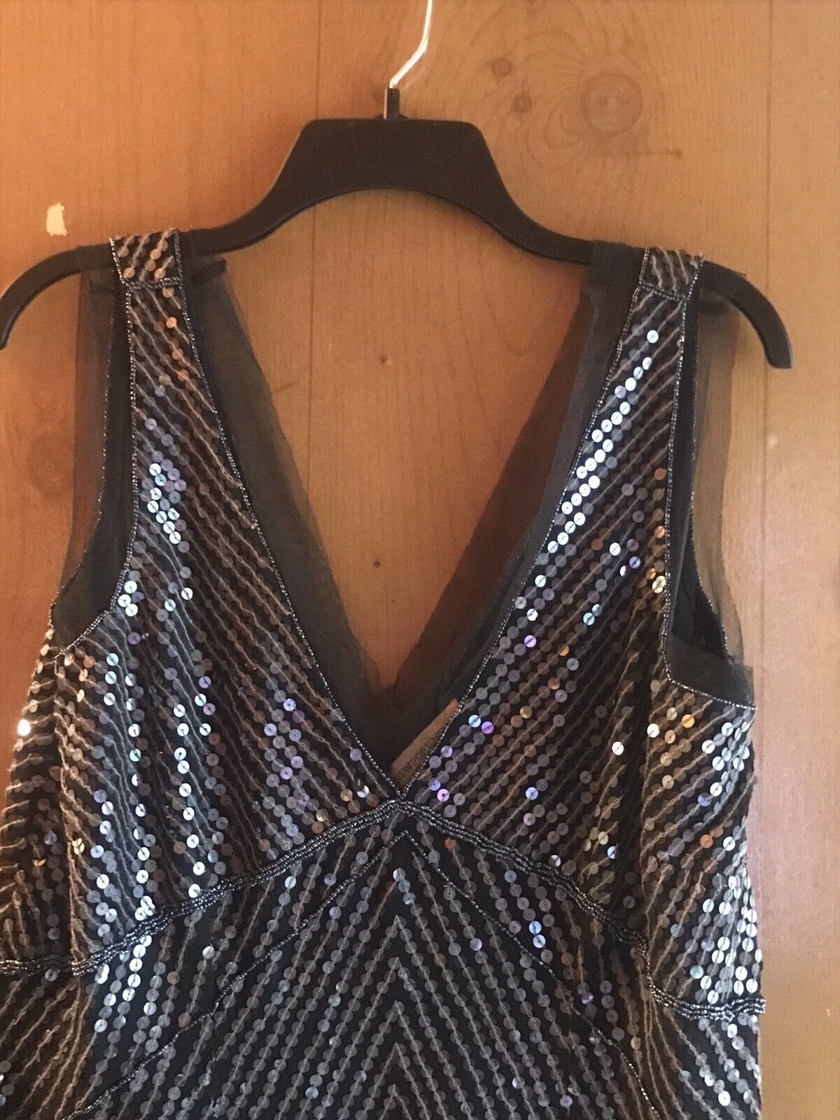 Vintage Newport News Silver Black Sequin Beaded F… - image 4