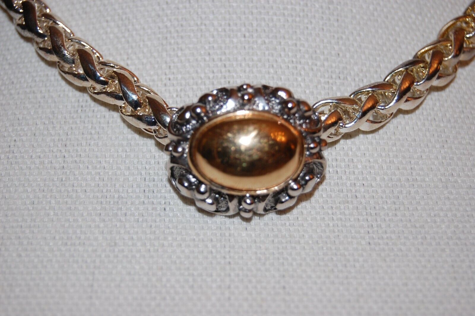 ELEGANT VTG COUTURE OVAL CABOCHON PENDANT SILVER … - image 4