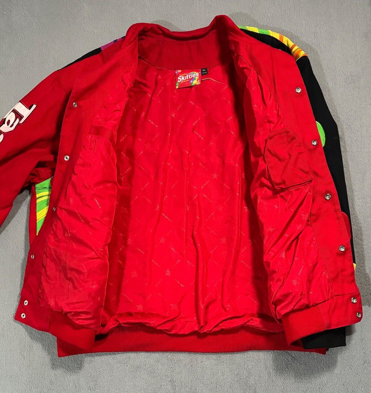 Vintage Skittles JH Design Nascar Varsity Bomber … - image 9