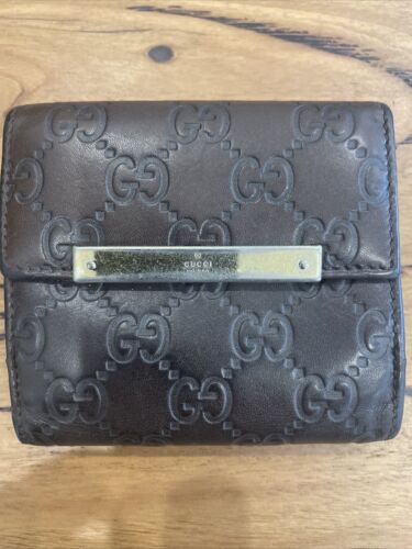 Gucci Brown Leather Bifold Wallet Vintage