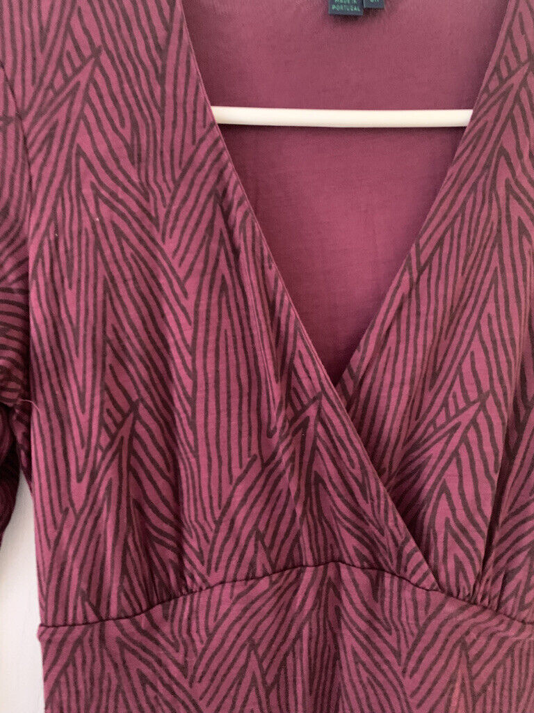 Boden Women's Soft Burgandy Striped Faux Wrap 3/4… - image 3