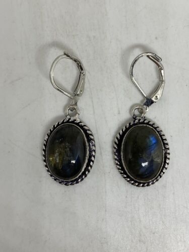 Vintage Rainbow Labradorite  Lever Back Earrings … - image 1