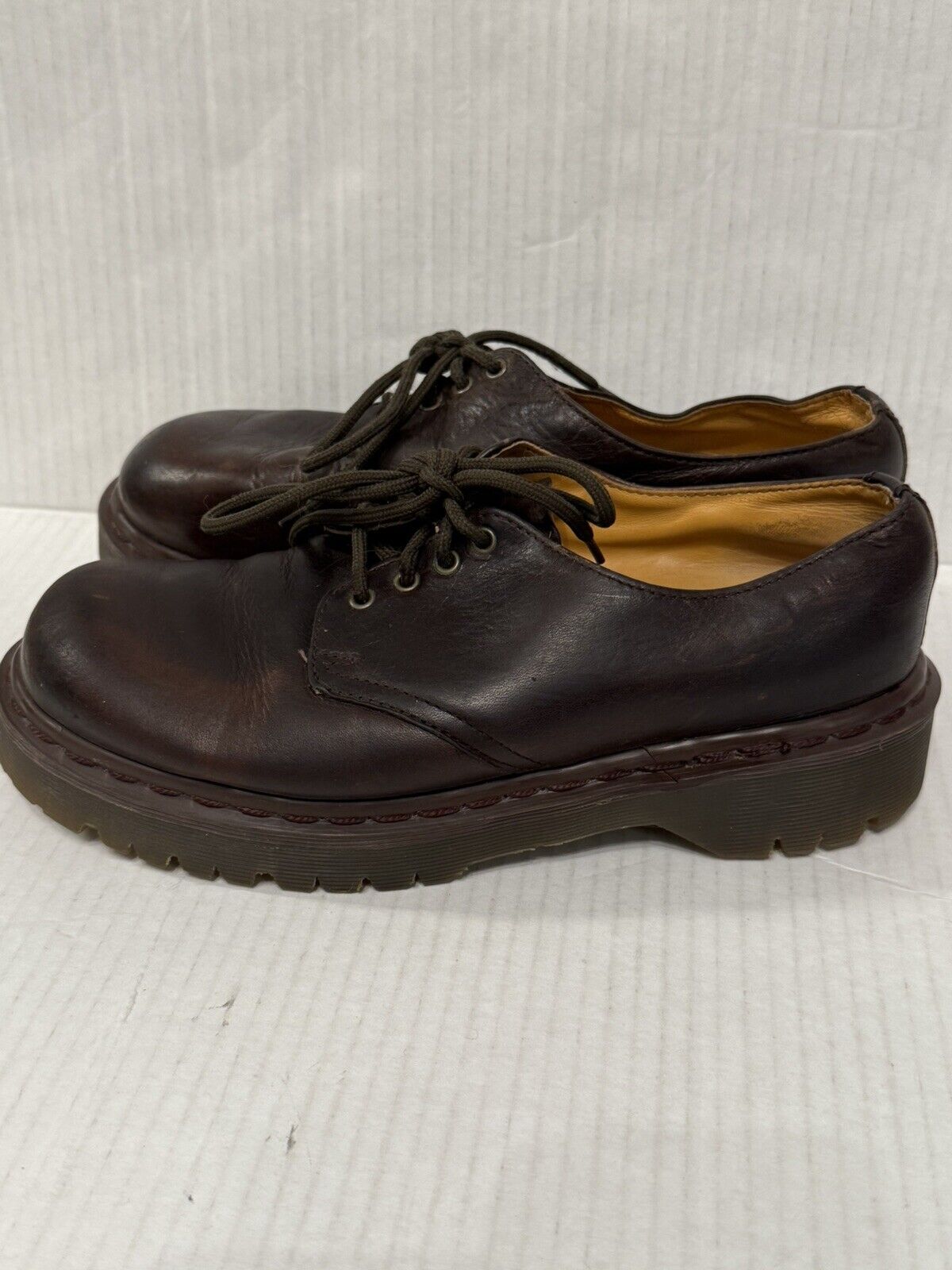 VTG 90s Y2K Doc Marten brown leather chunky oxfor… - image 1