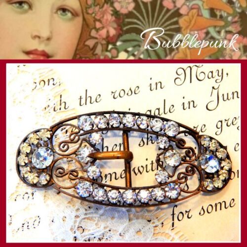 Antique Victorian Bohemian Crystal Sash Belt Buck… - image 1