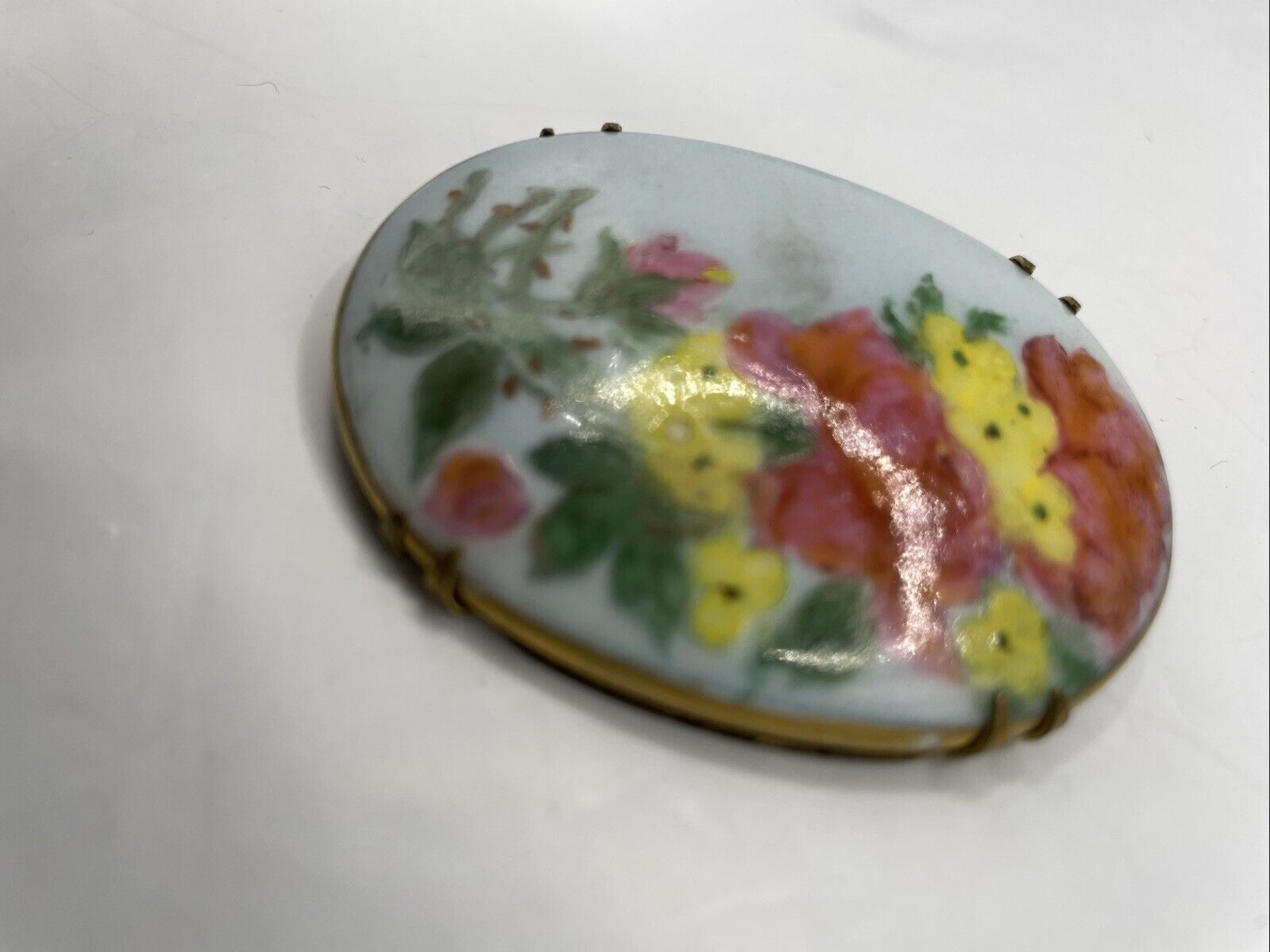 Victorian Hand-Painted Porcelain Portrait Brooch … - image 6