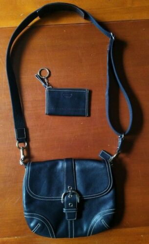 COACH Soho Soft Black Leather Buckle Flap Purse 7… - image 1