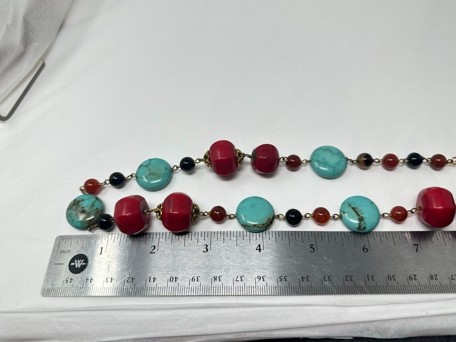 Vintage 14k Gold-Filled Blue Turquoise Red Coral … - image 11