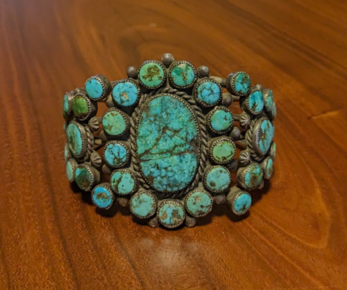 Vintage Native American Navajo Turquoise Cluster … - image 1