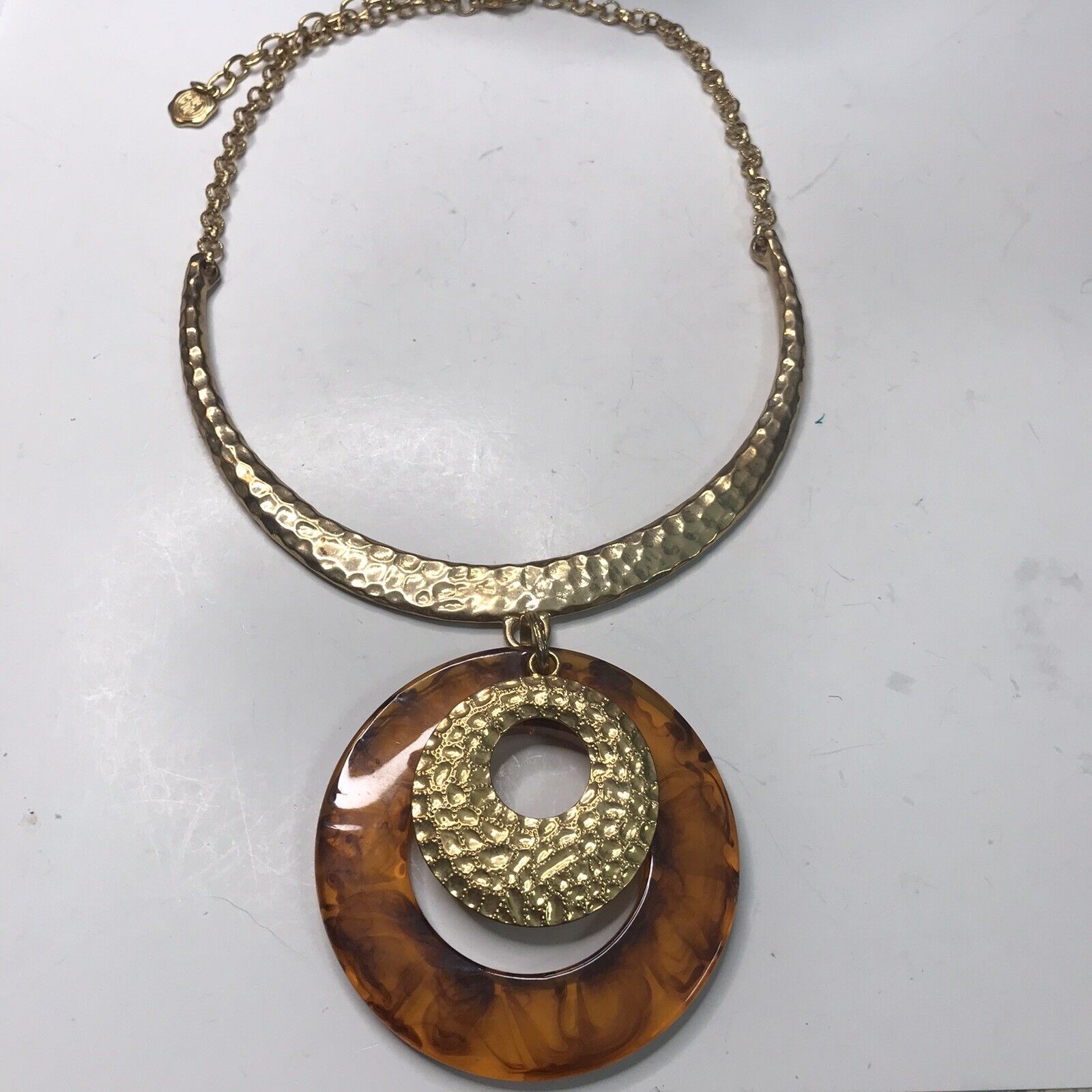 Vintage Graziano Gold Tone Necklace Large Faux To… - image 3