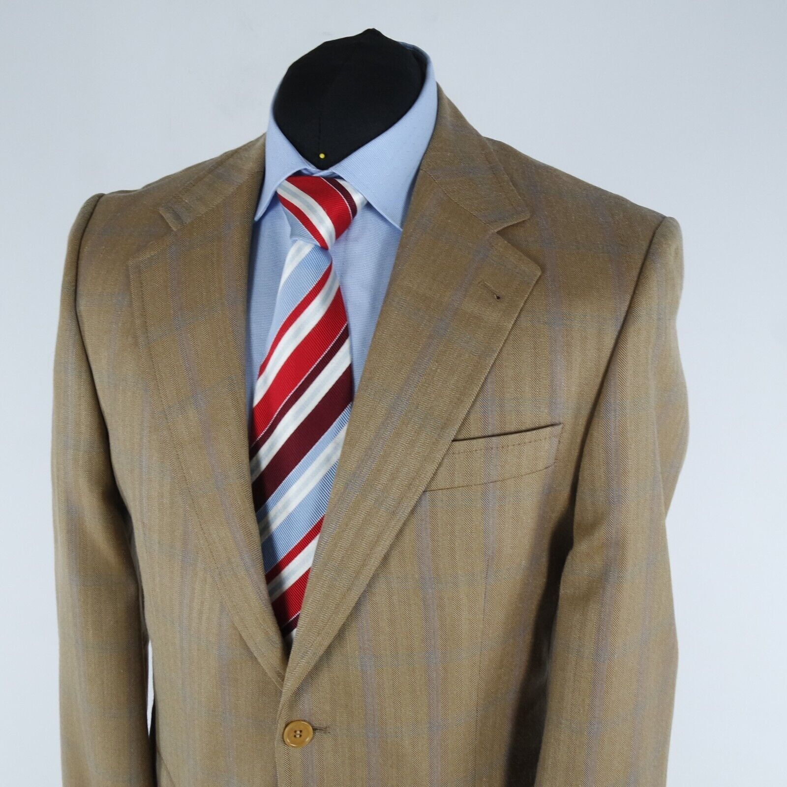 Mens Wool Silk Sport Coat 42L US Size DANIELS Pla… - image 9