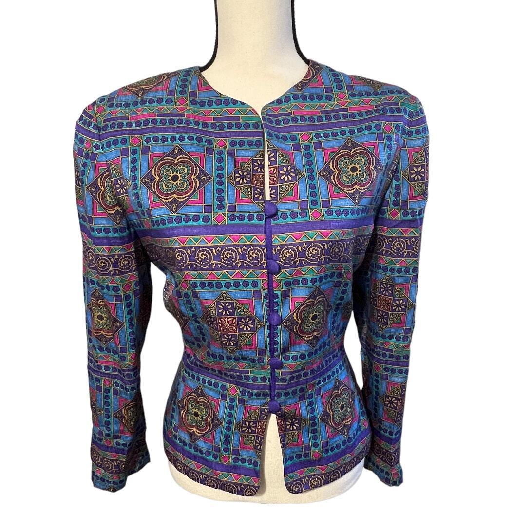 Vintage Adrianna Papell Women's Jacket Mandala Sa… - image 1