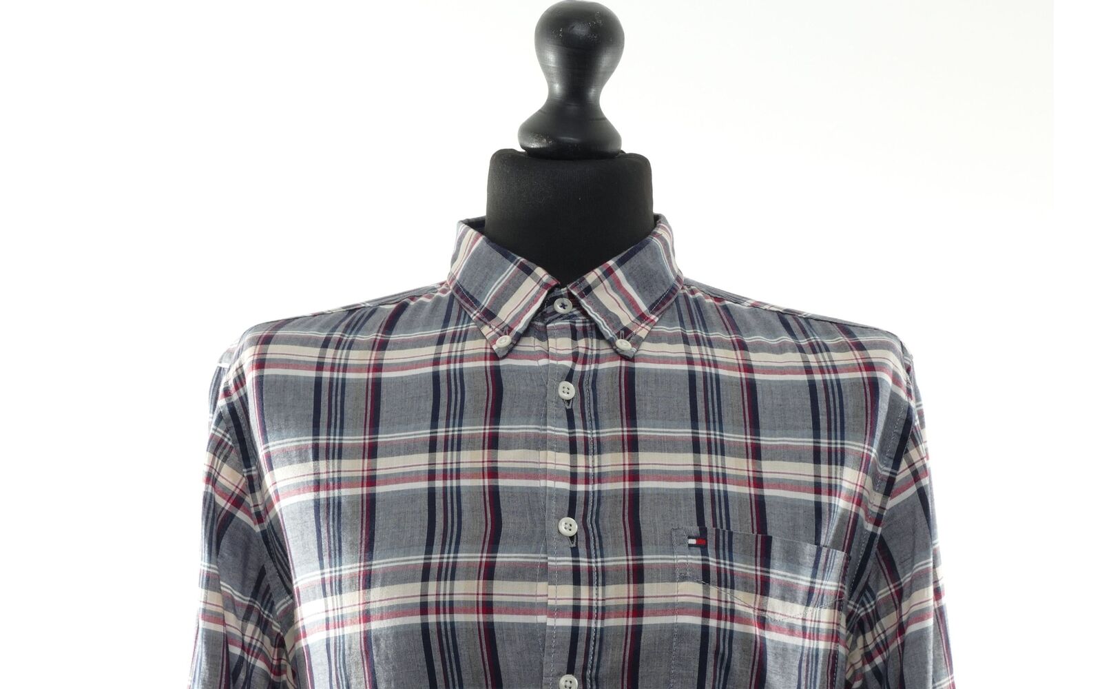 Tommy Hilfiger Casual Shirt L Grey Red Checkered … - image 2