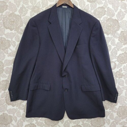 VTG Burberrys Wool Mens Dark Navy Pinstripe Blaze… - image 1