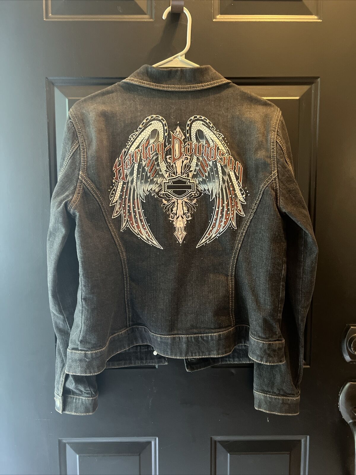 Harley Davidson Large Motorcycle Denim Jean Jacke… - image 2