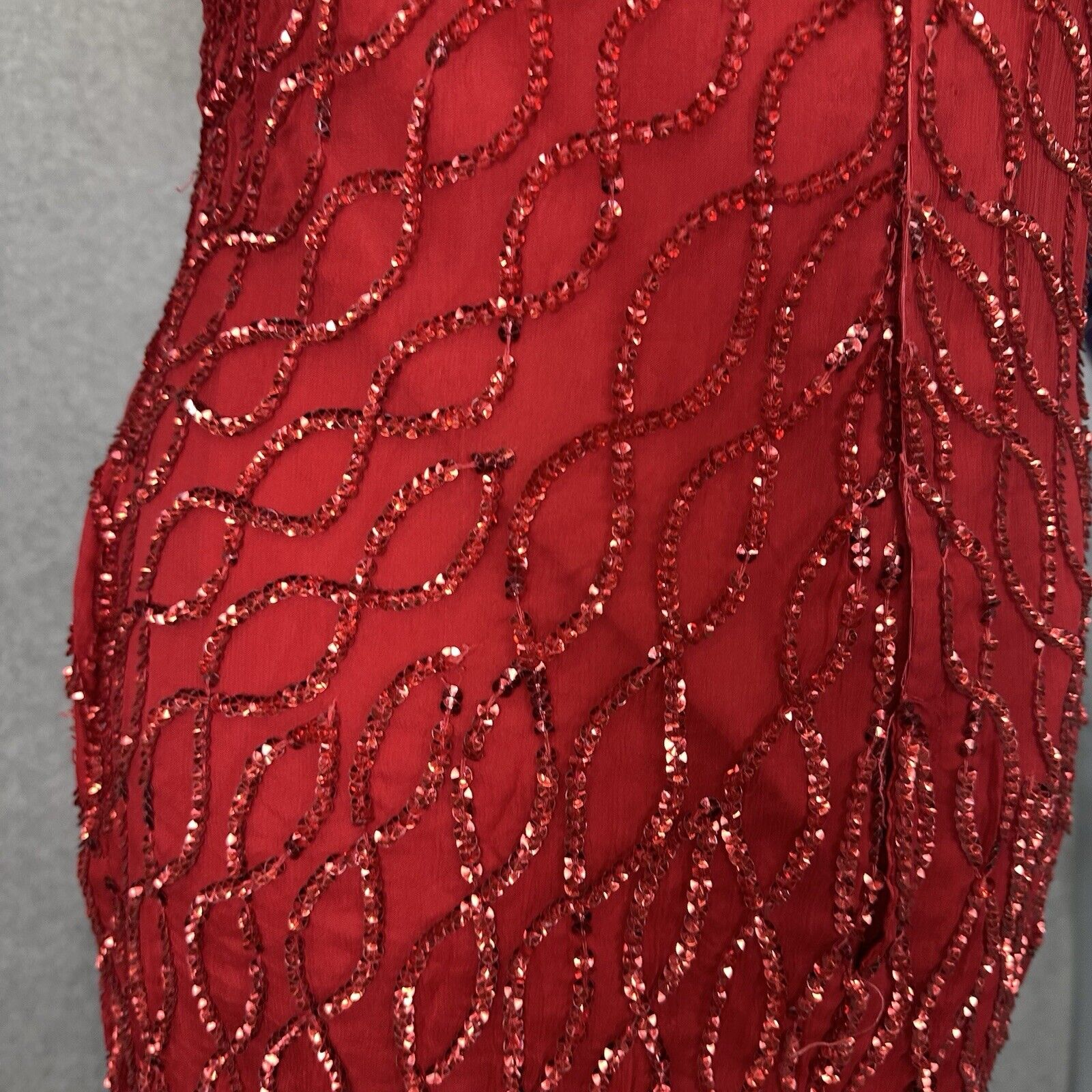 Vintage 80s Laurence Kazar RED Sequins Beaded Sil… - image 6