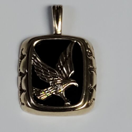 VINTAGE  SOLID 10 K  NATURAL BLACK ONYX EAGLE  PE… - image 1