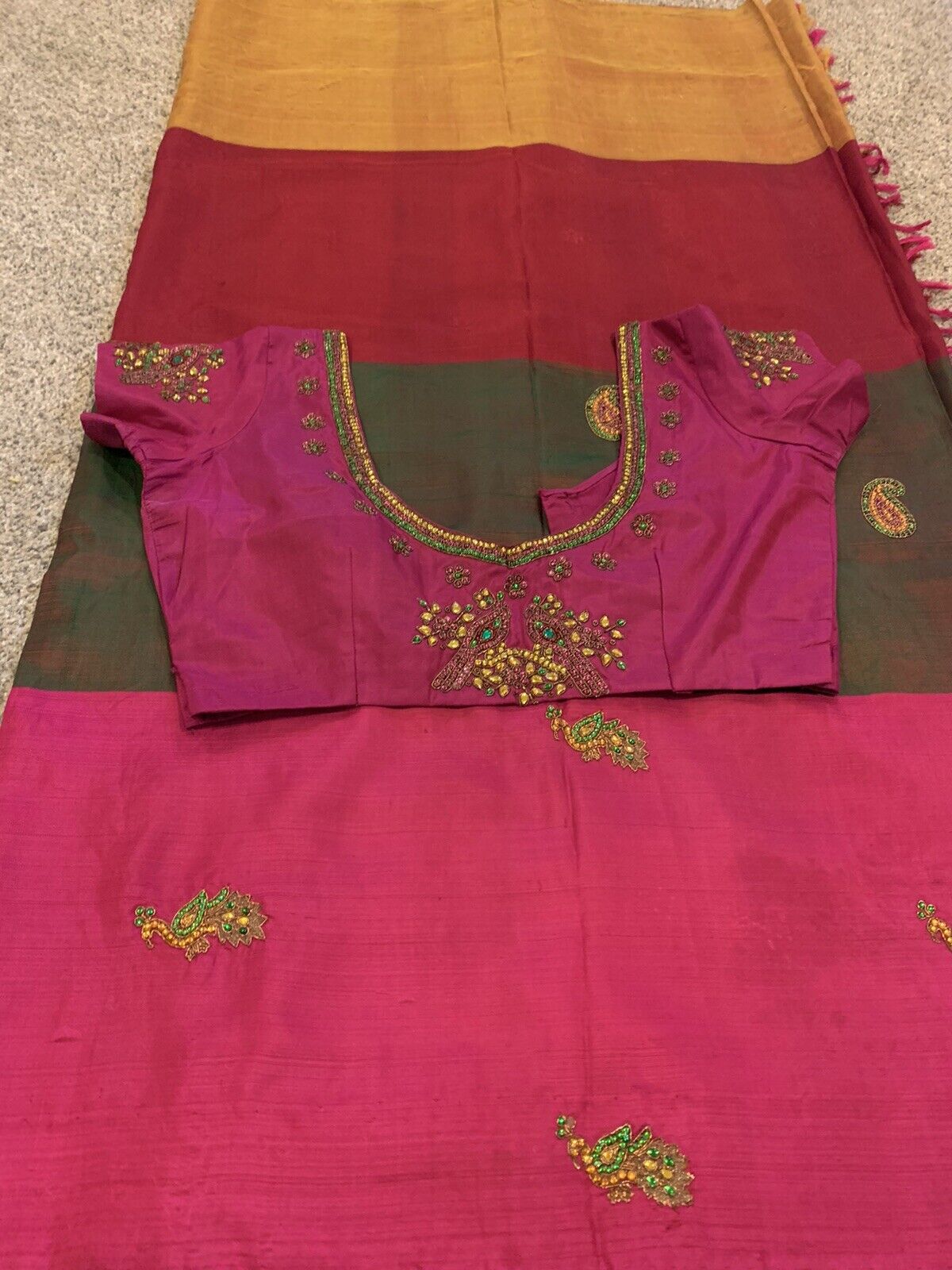 beautiful multi color pure kanchi silk saree with… - image 9