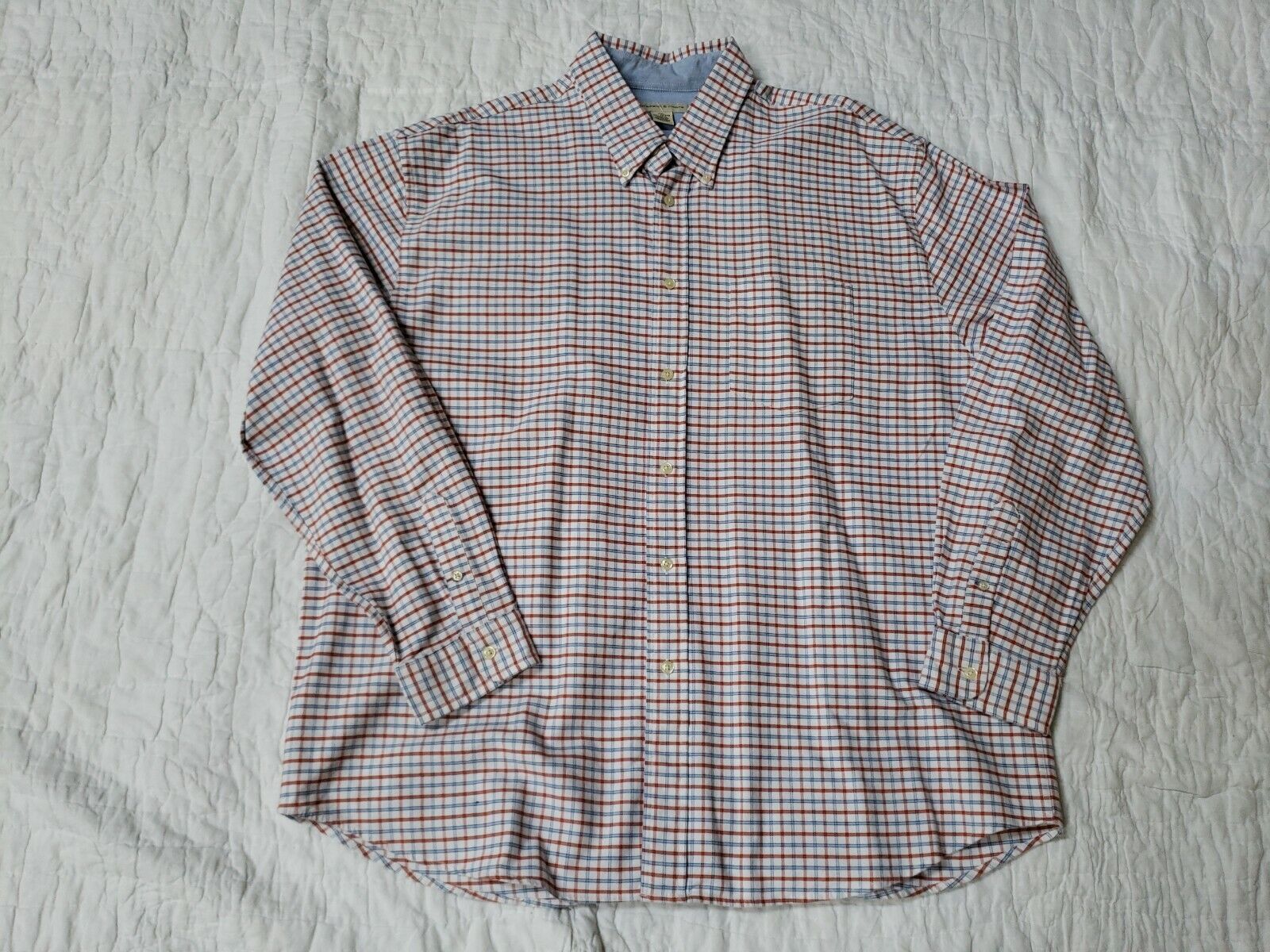 Preswick & Moore Mens Shirt Blue and orange Check… - image 1