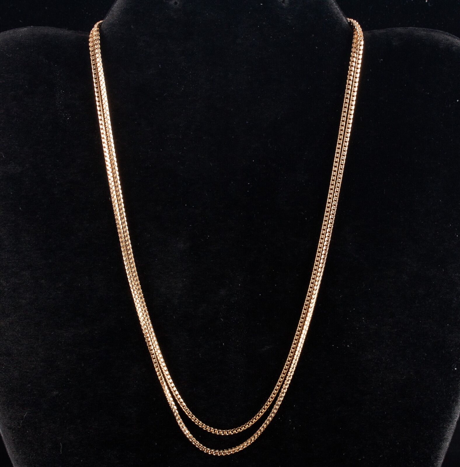 14k Yellow Gold Long Square Wheat Style Chain Nec… - image 1