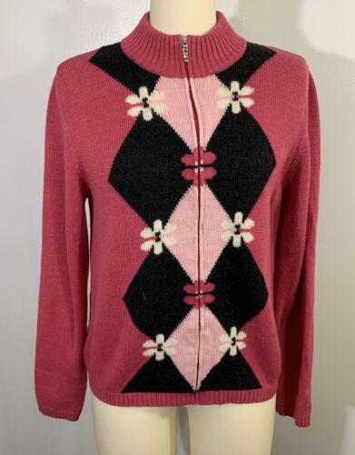 Vintage Cardigan Sweater Argyle Y2K Wool Italy La… - image 1