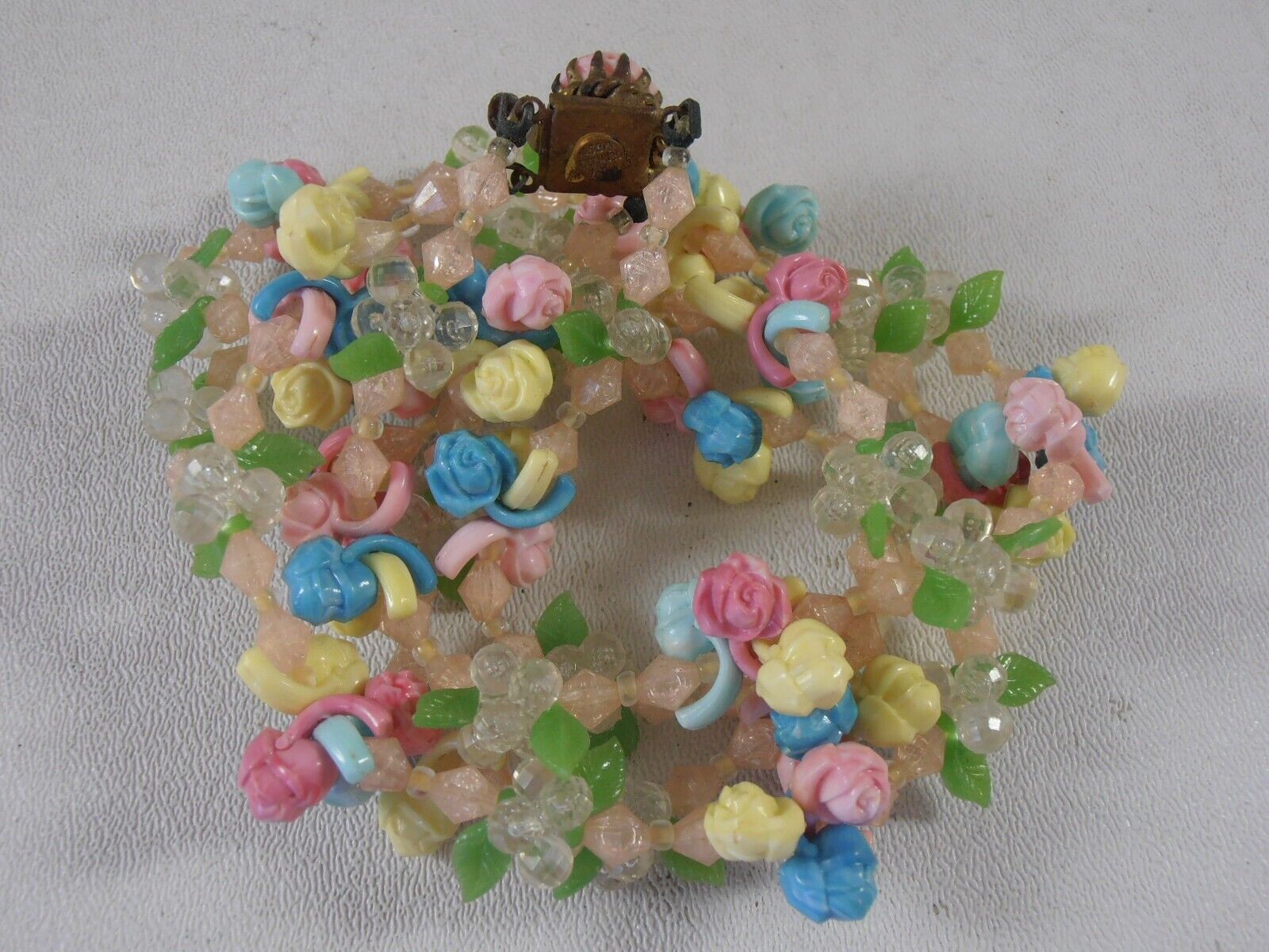 Vtg 1940s Plastic Pink Blue Fruit Salad Roses Mul… - image 9