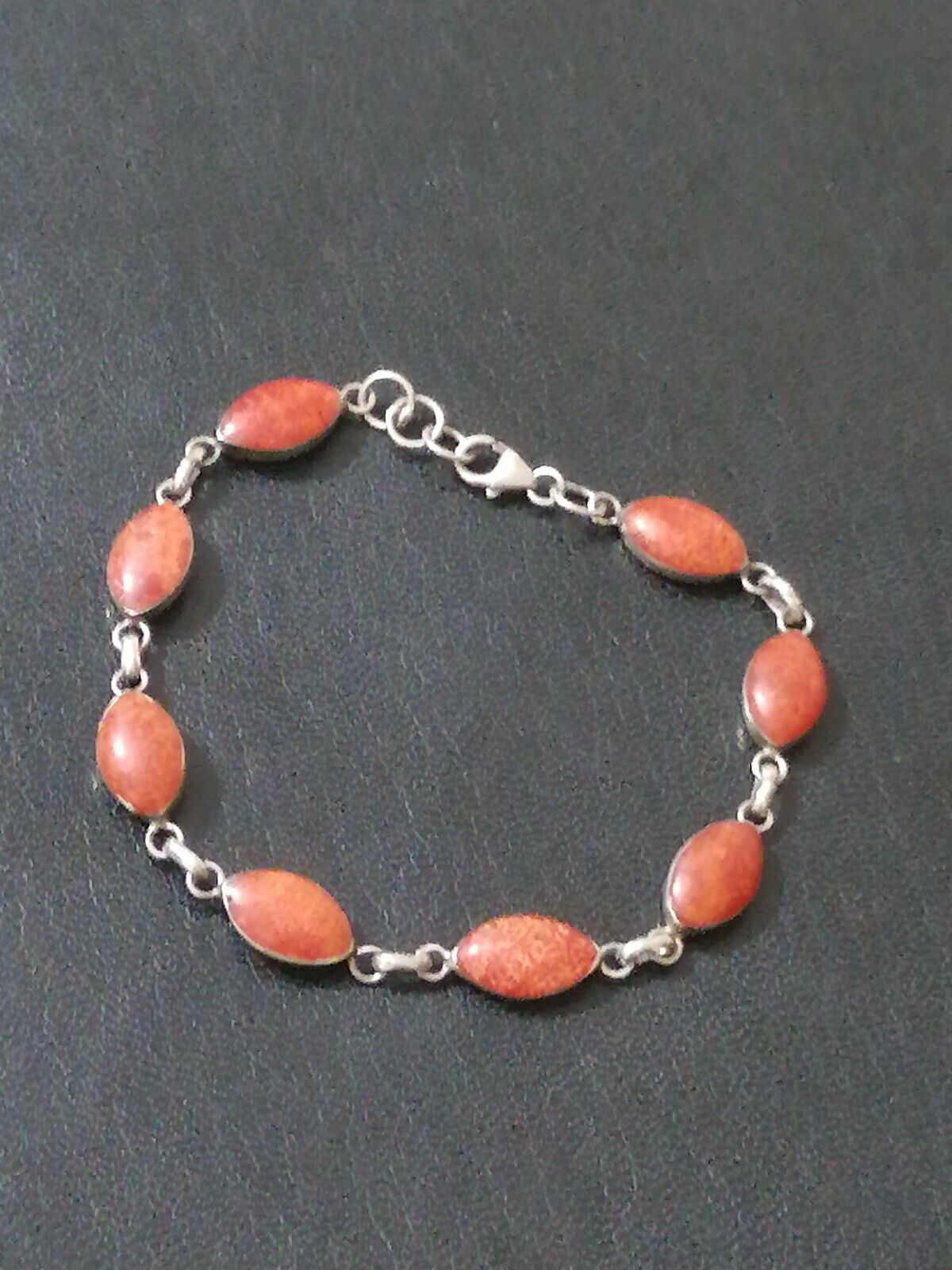 Stunning Vintage Sterling Silver 925 Orange Coral… - image 1