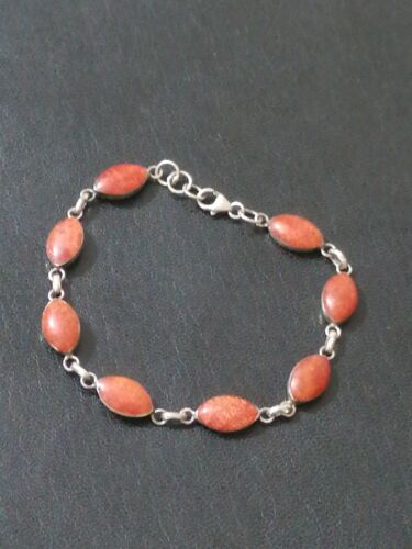 Stunning Vintage Sterling Silver 925 Orange Coral… - image 1