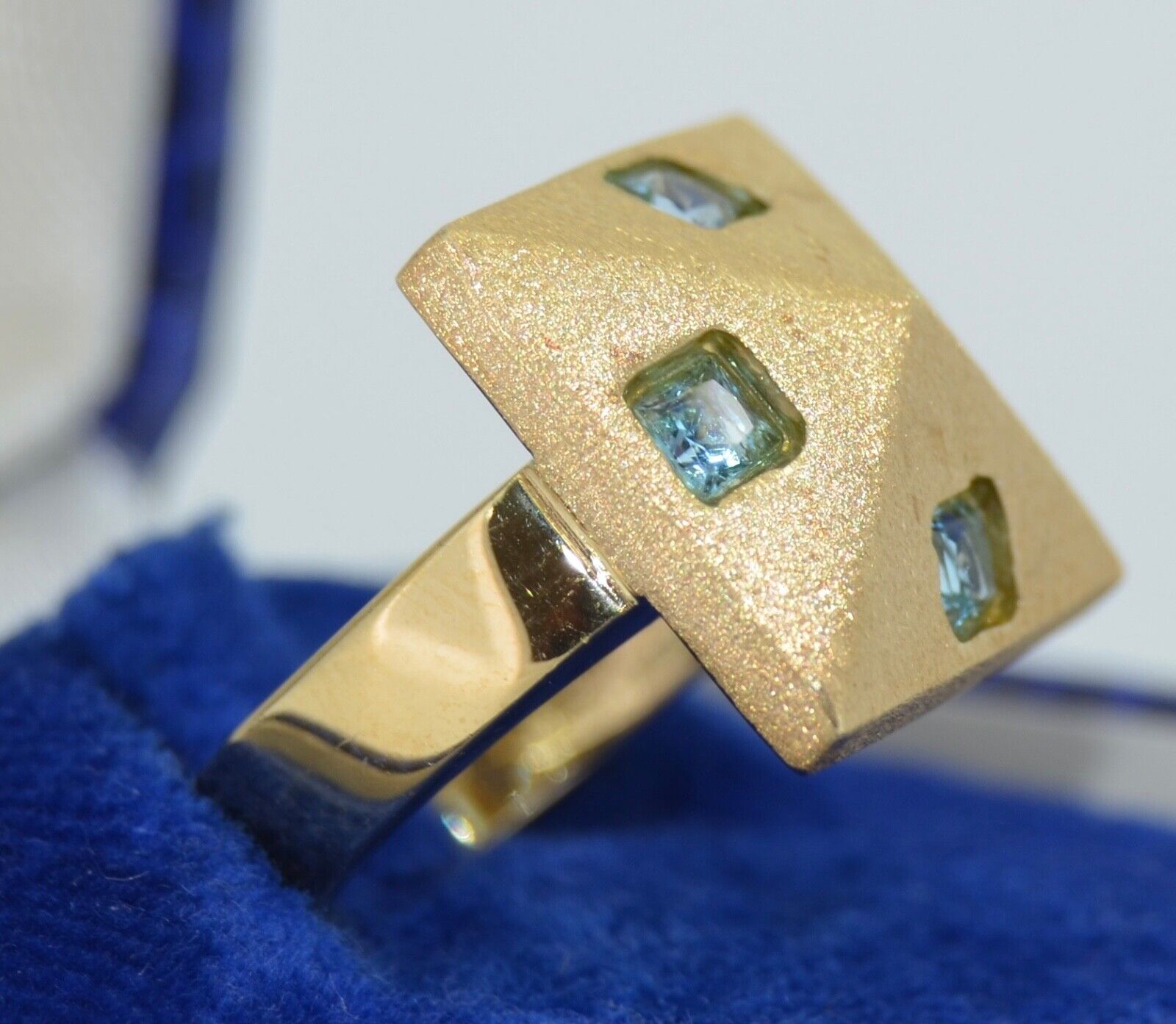 Italian 14K & Aquamarine Modernist Ring - image 12