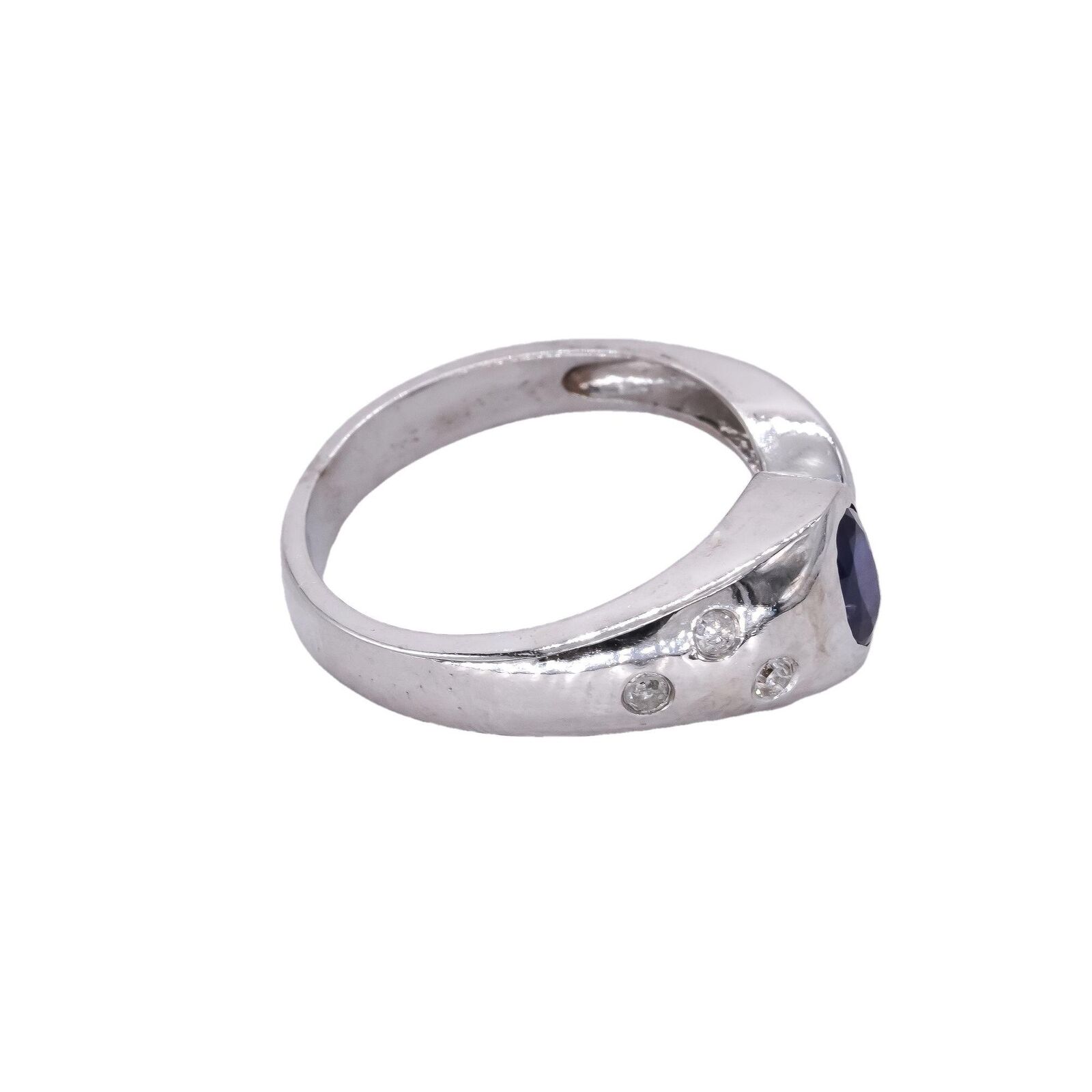 10k White Gold Jewelry 0.40CT Diamond & Sapphire … - image 3