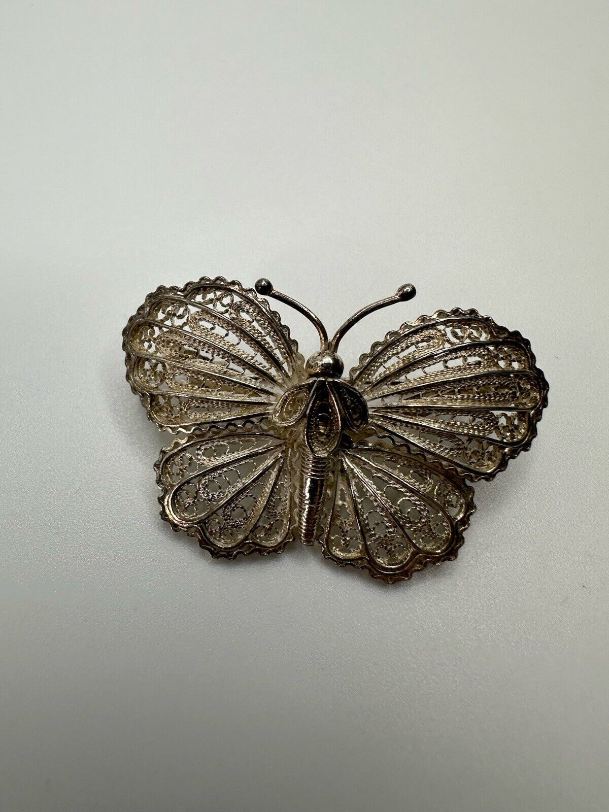 Vintage Handmade Sterling Silver Filigree Butterf… - image 1