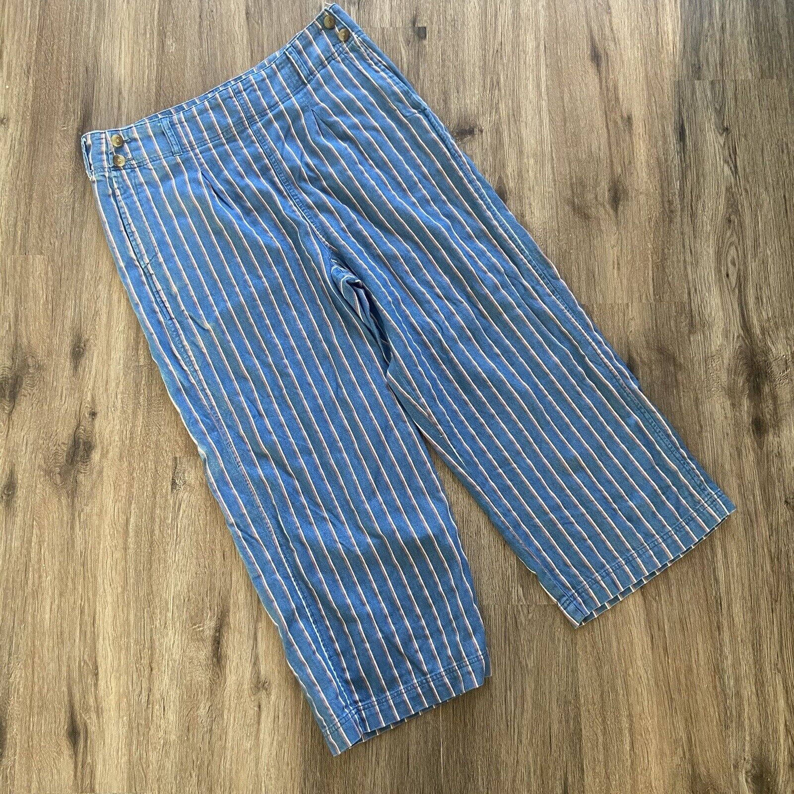 American Eagle High Waisted Striped Wide Leg Cham… - image 1