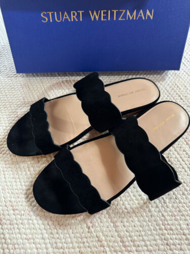 STUART WEITZMAN Santorini scalloped leather slides